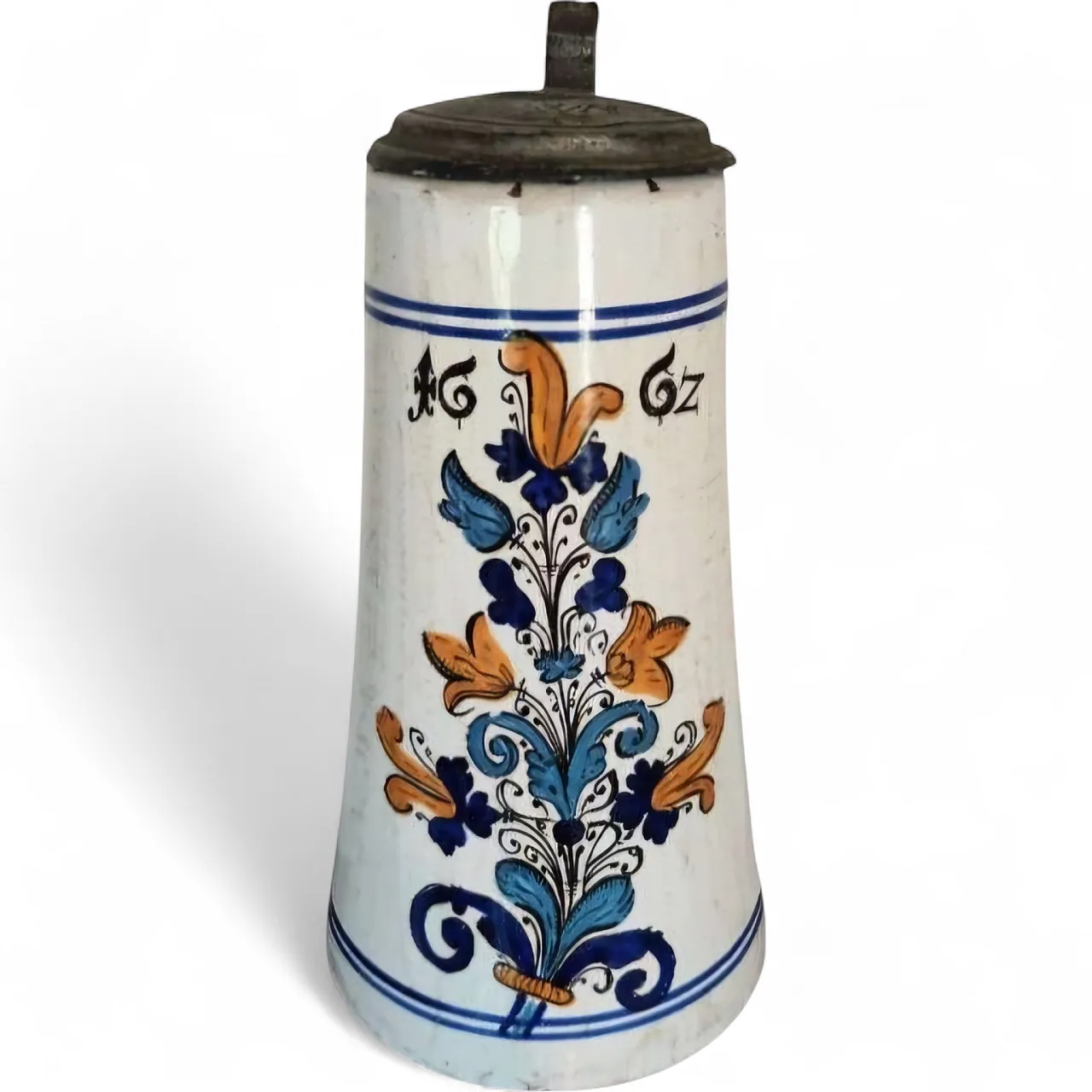 Habaner Walzenkrug Pewter Lid, Mid 17th Century 11