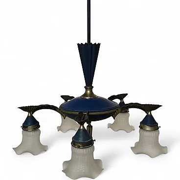 Blue Elegant Chandelier by Dagobert Peche, Early 20th Century