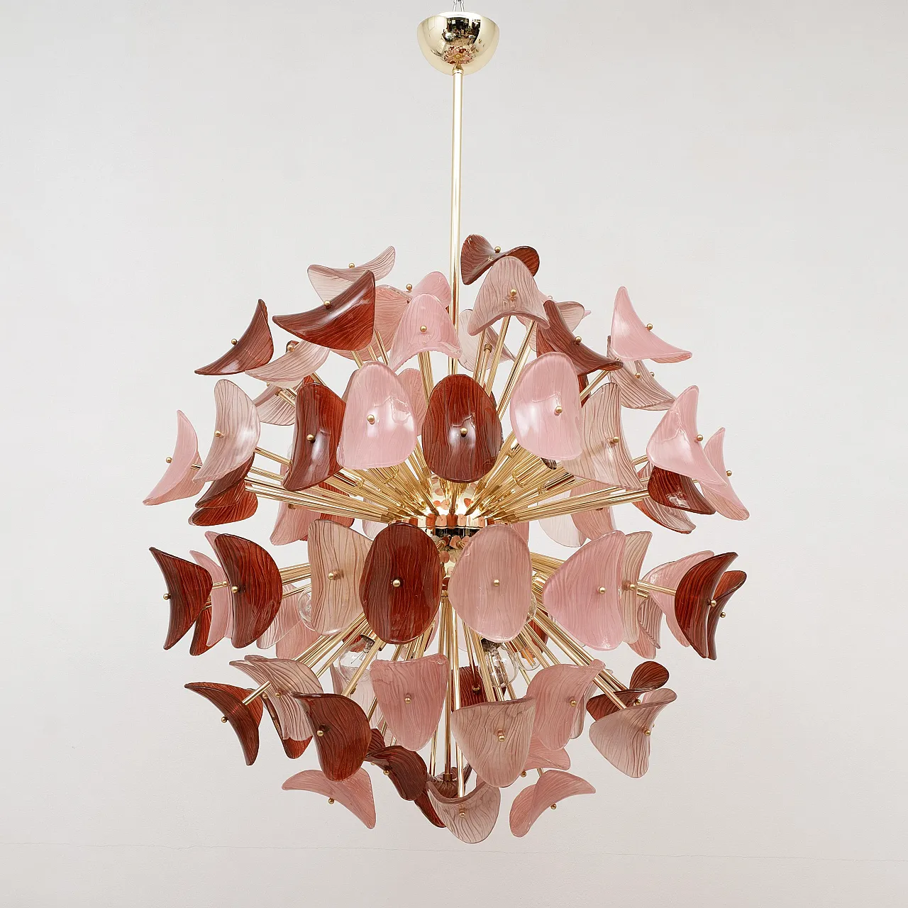 Lampadario Sputnik in vetro di Murano e ottone, '900 2