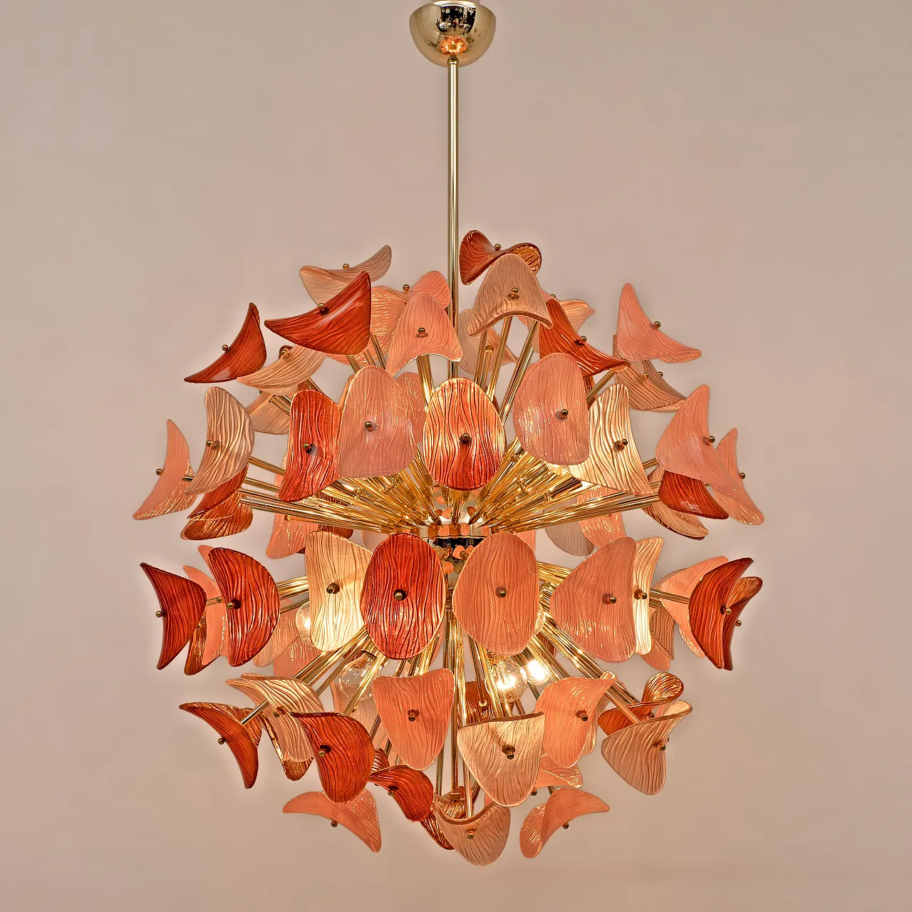 Lampadario Sputnik in vetro di Murano e ottone, '900 3
