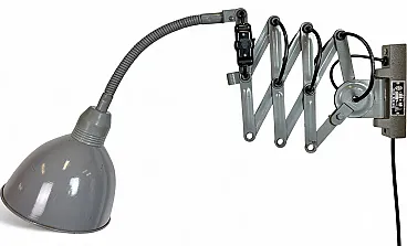 Grey Industrial Gooseneck Scissor Wall Lamp from Elektroinstala, 1960s