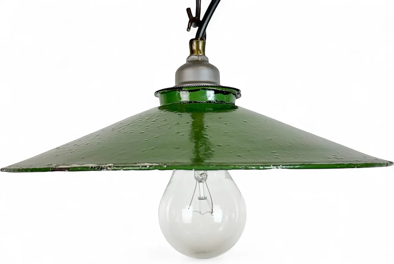 Industrial Green Enamel Light, 1950s 17