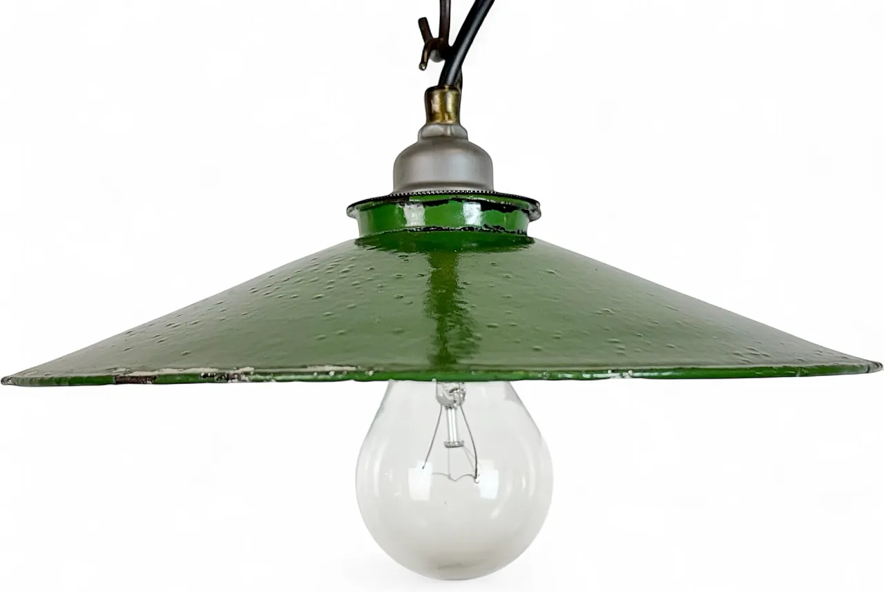 Industrial Green Enamel Light, 1950s 18