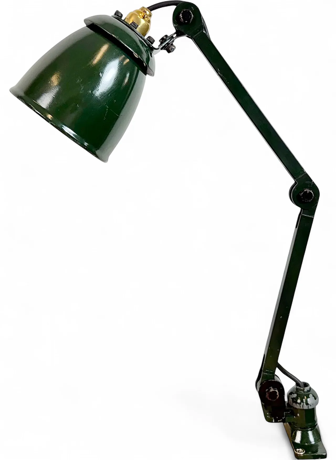 Industrial Green Enamel Adjustable Table Lamp, 1960s 23