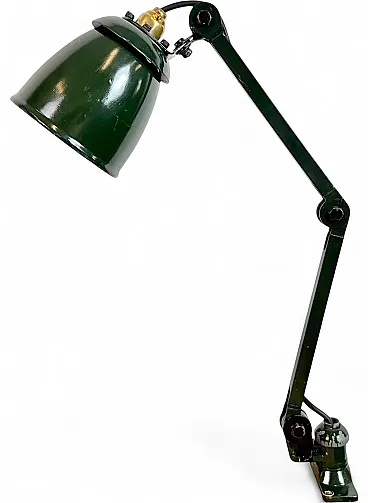 Industrial Green Enamel Adjustable Table Lamp, 1960s