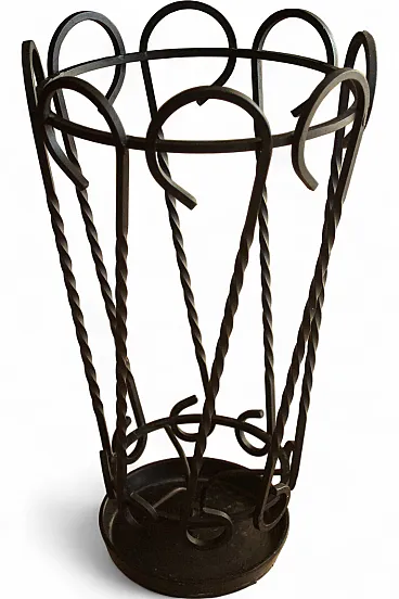 Handmade wrought iron umbrella stand, 70s