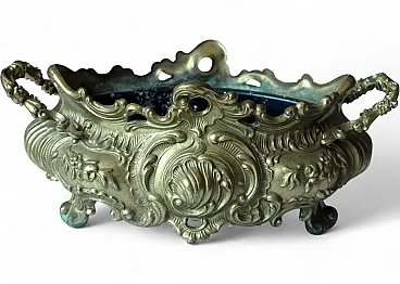 Art Nouveau solid brass jardiniere with metal insert, 20th century
