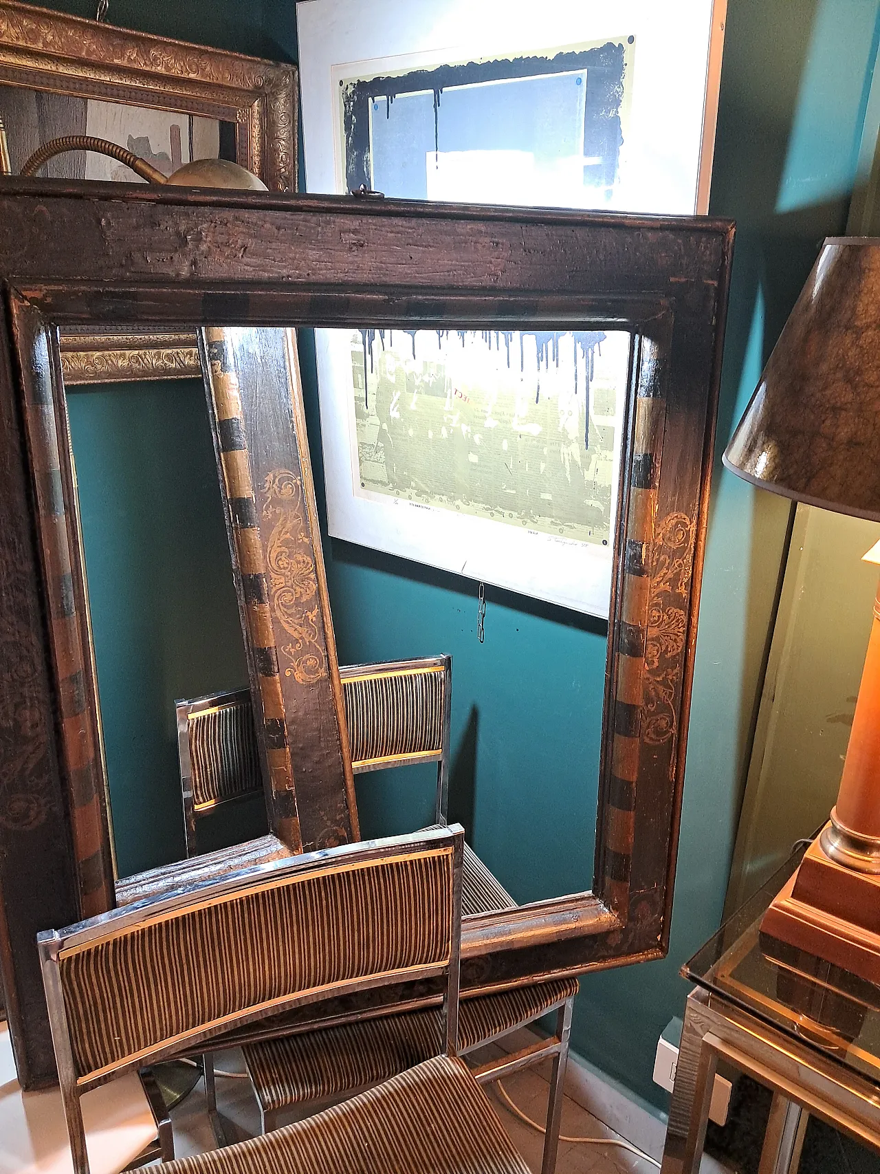 Pair of large antique lacquered frames, Siena, end 16th century 17