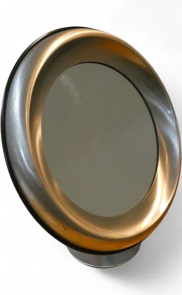 Satin steel table mirror by Gaetano Missaglia, 1960s