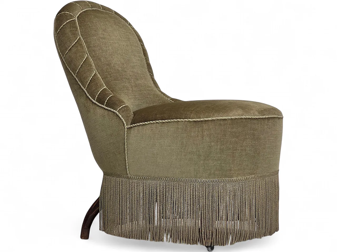 1960s, Danish easy chair, original green furniture velour. 16