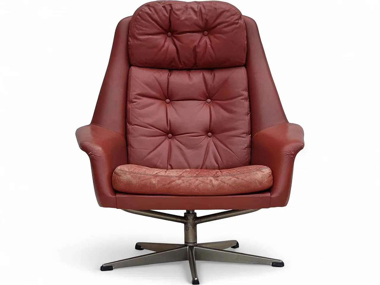 1970s, Danish design by H.W.Klein, swivel armchair, furniture leather. 18