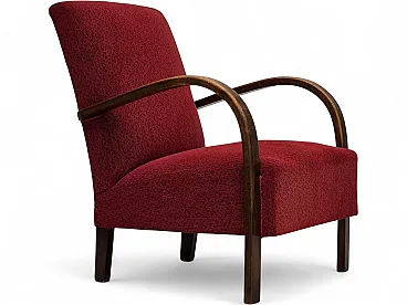 1950s, Danish art deco armchair, original red furniture wool.