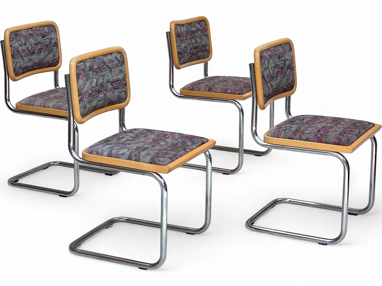 Anni '70, set di 4 sedie da pranzo italiane in stile Bauhaus. 16