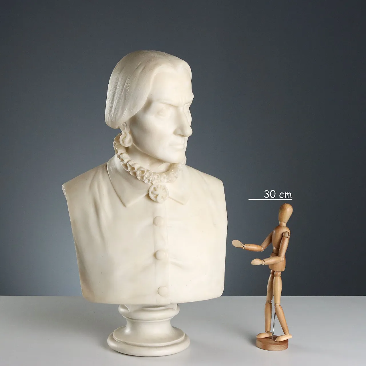 Bust of a Noble Lady in white marble, 19th century 2