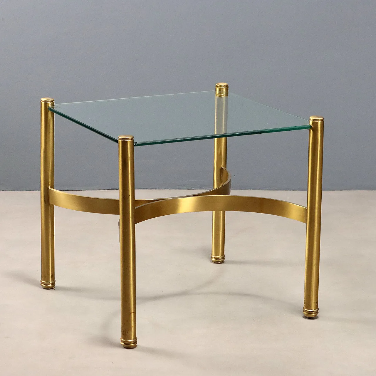 Coffee table in brass with glass top, 1970s 1