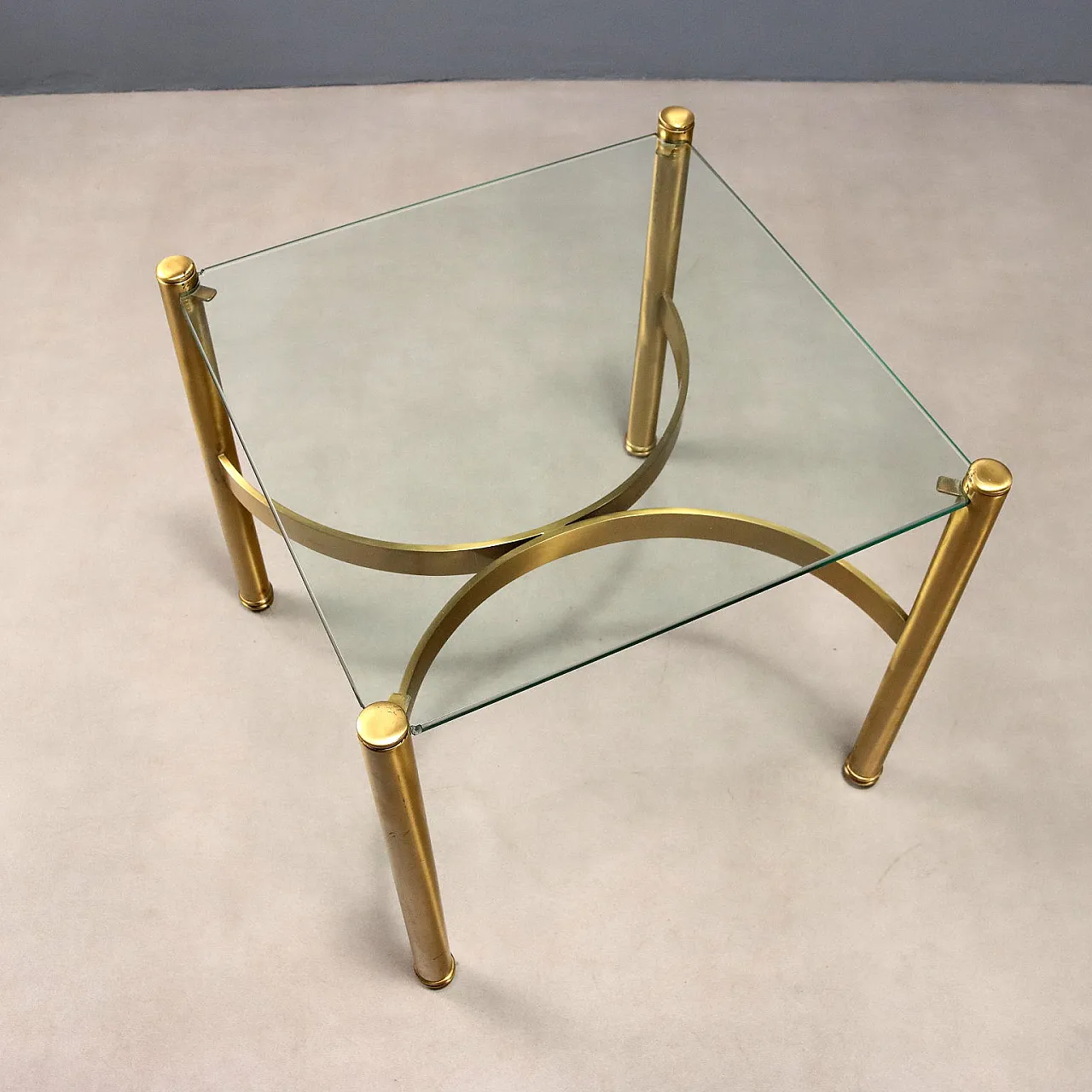 Coffee table in brass with glass top, 1970s 3