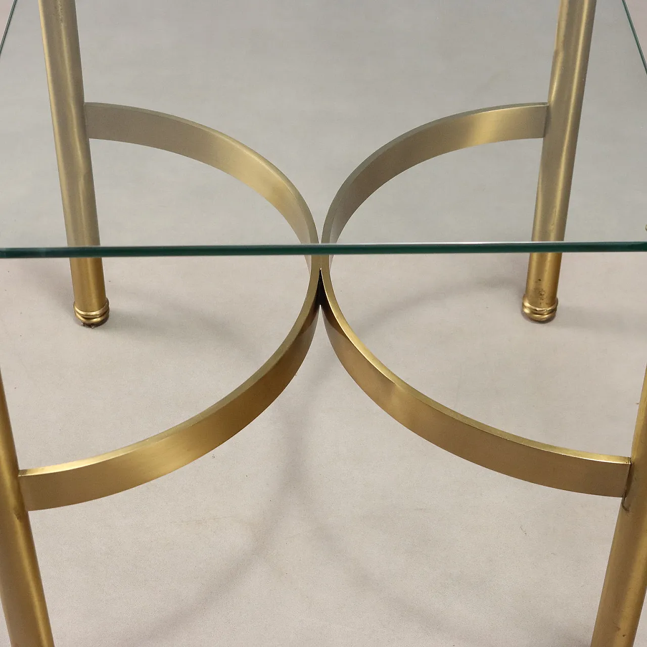 Coffee table in brass with glass top, 1970s 6