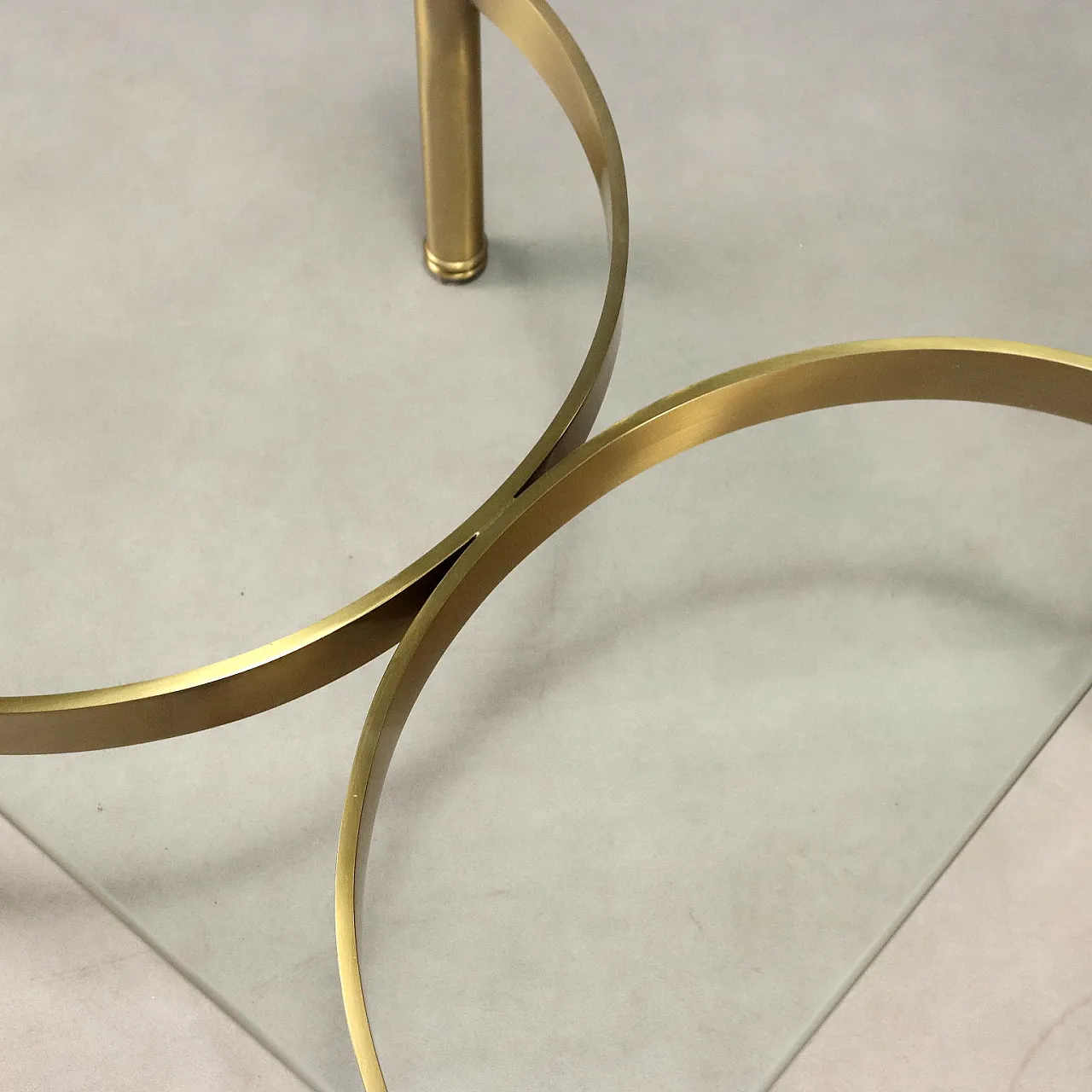 Coffee table in brass with glass top, 1970s 7