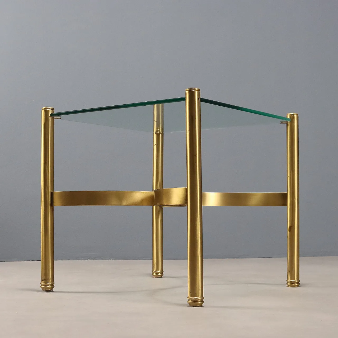 Coffee table in brass with glass top, 1970s 9