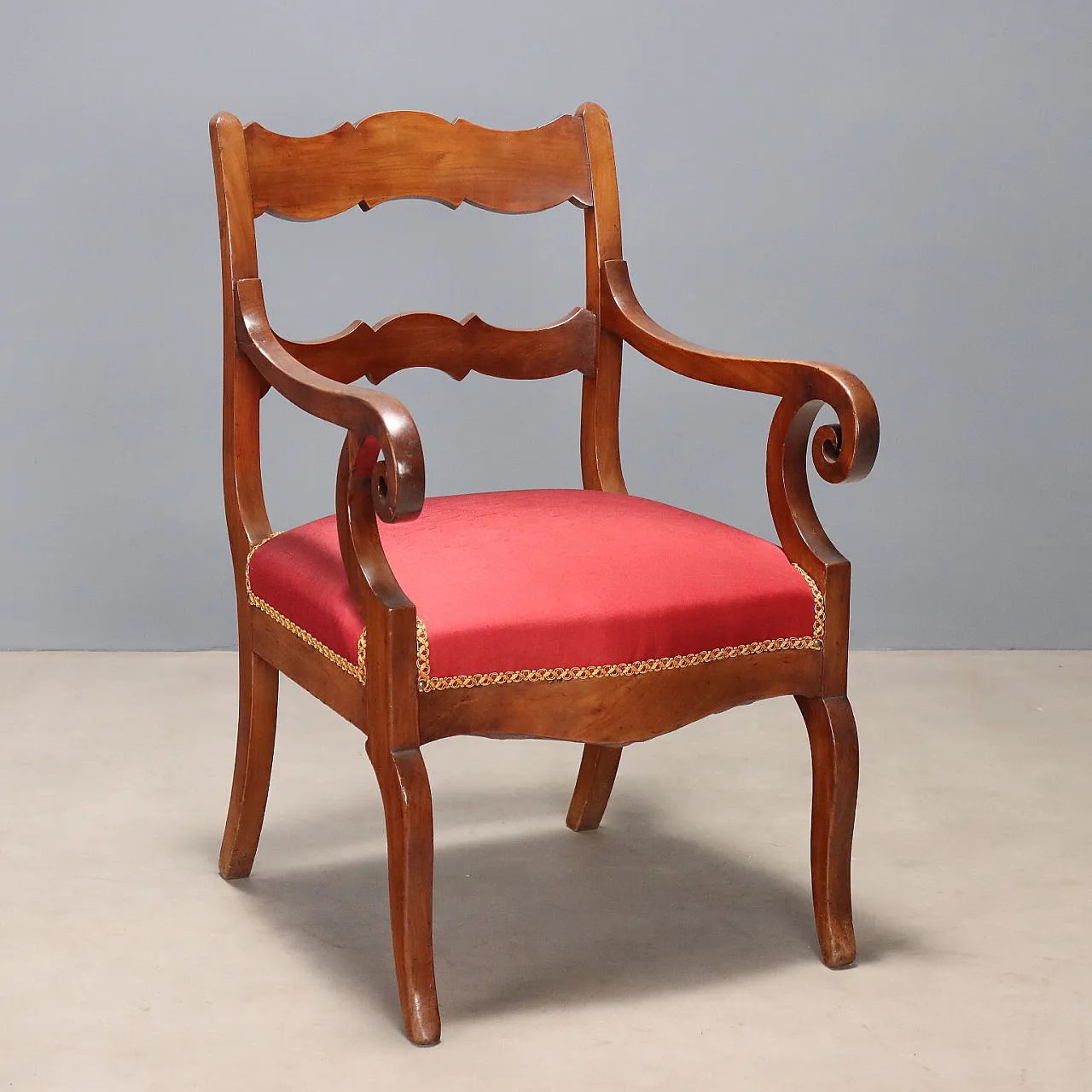 Restoration armchair in walnut, 19th century 1
