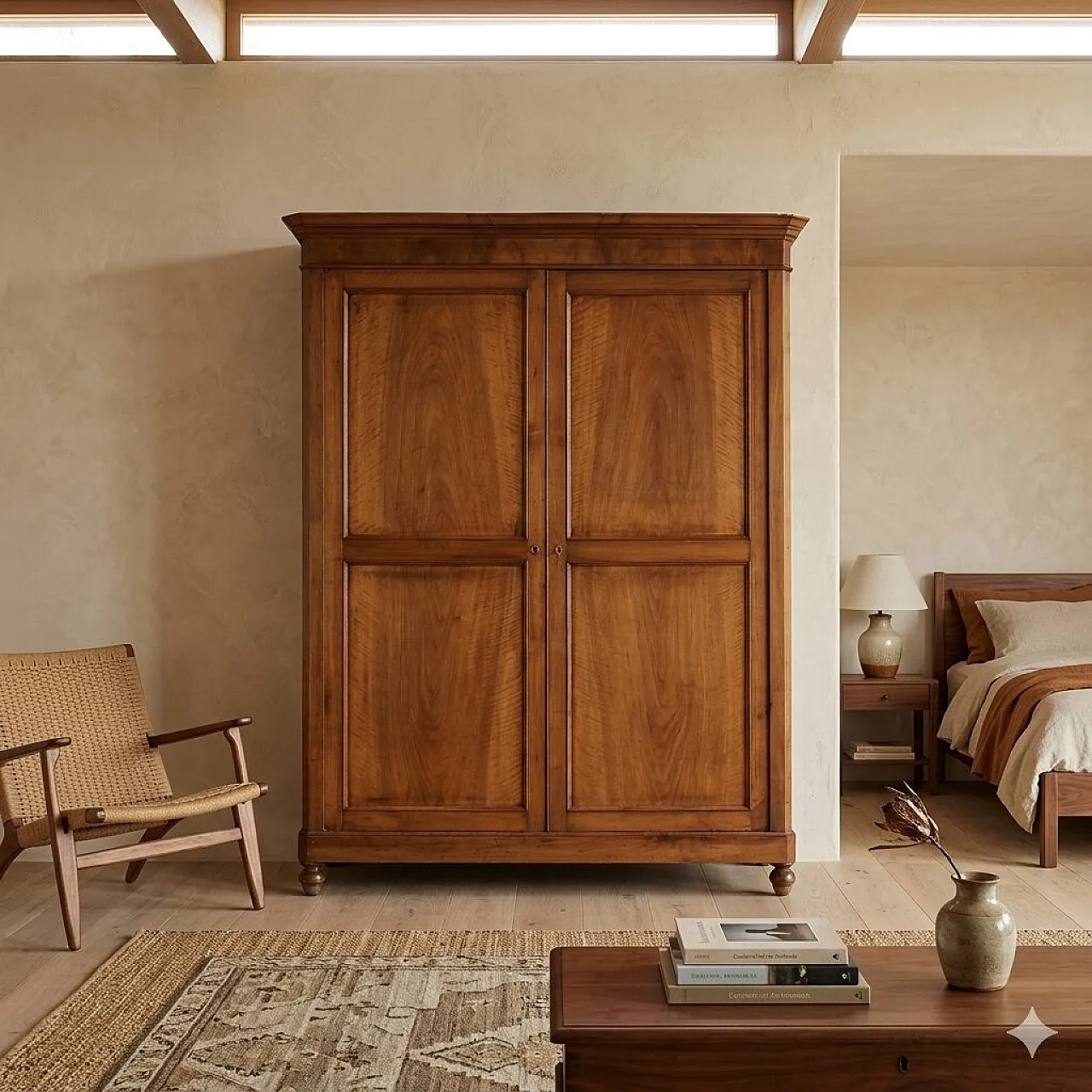 Walnut wardrobe, 19th century 2