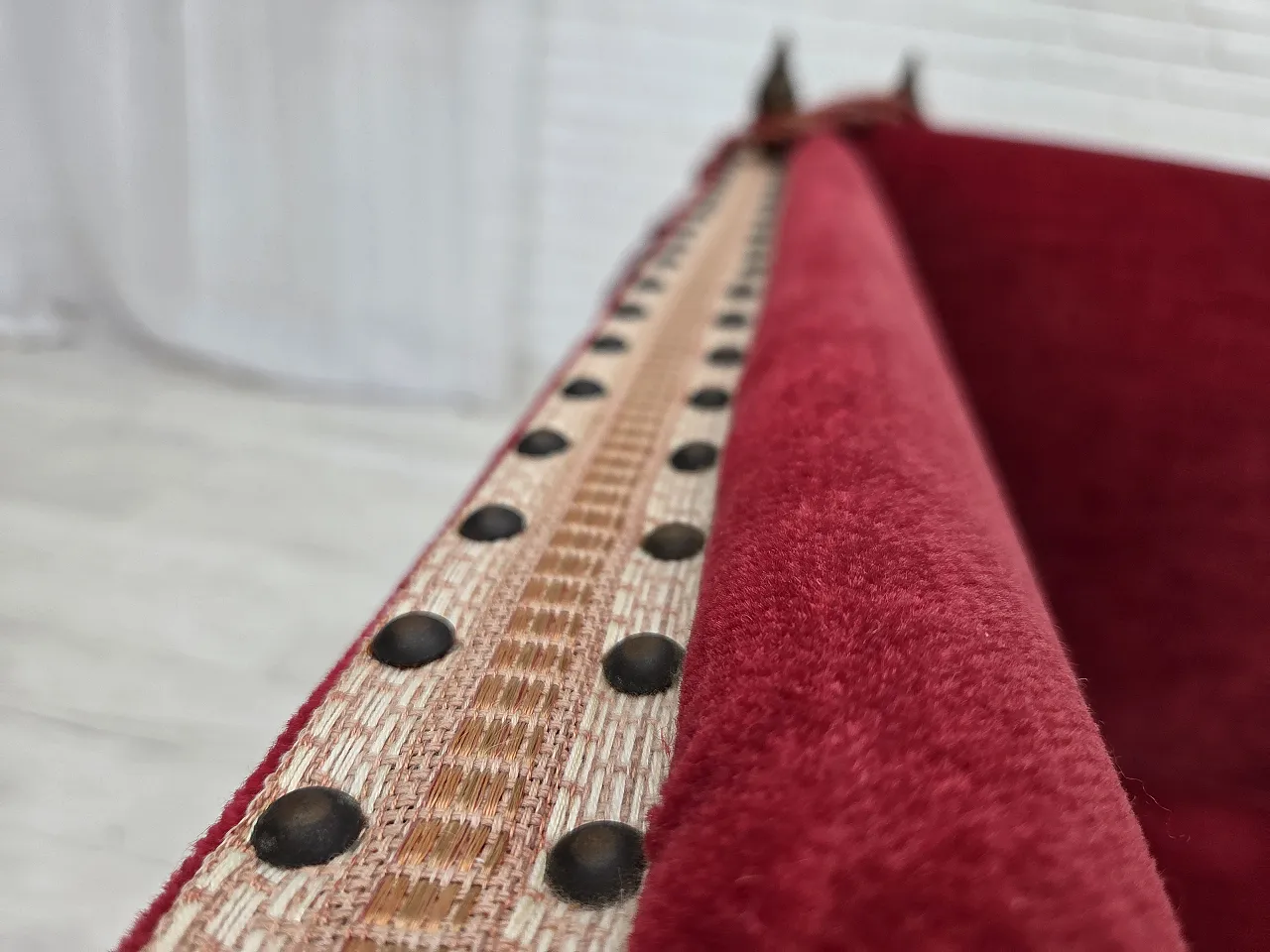 1970s, Danish 2-seater drop arm sofa, furniture velour. 4