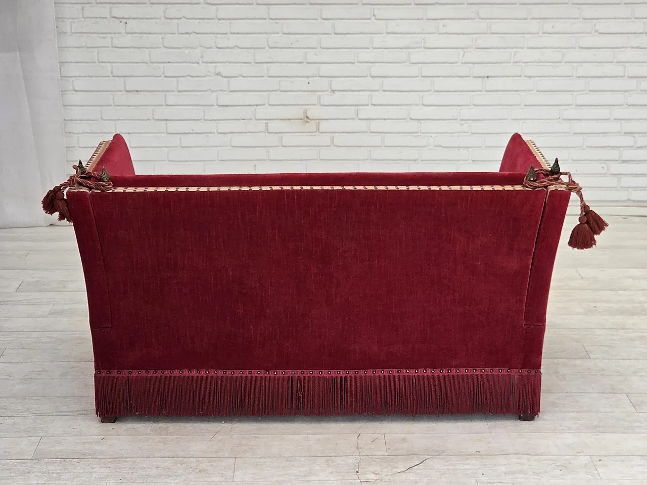 1970s, Danish 2-seater drop arm sofa, furniture velour. 13