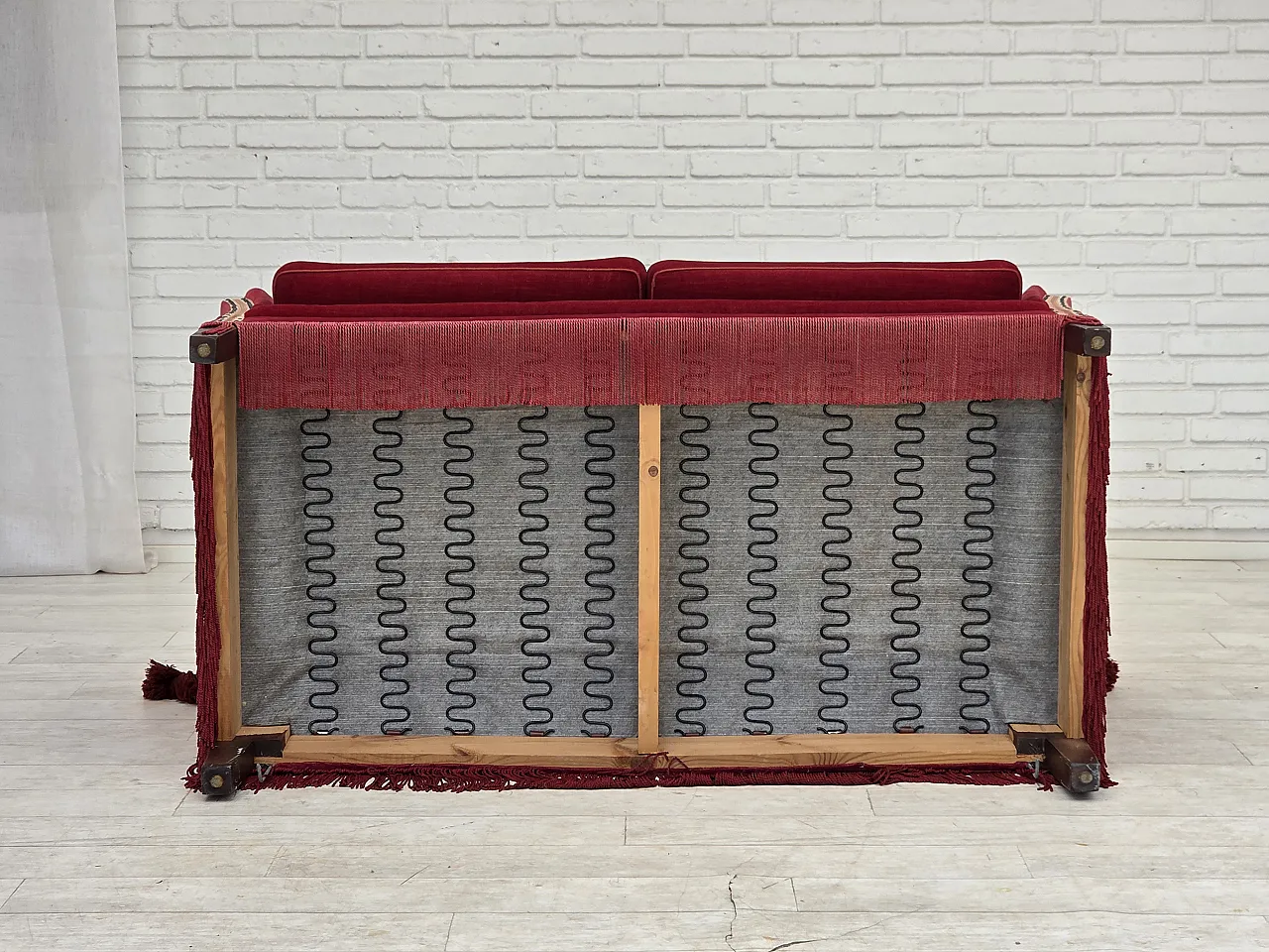 1970s, Danish 2-seater drop arm sofa, furniture velour. 15