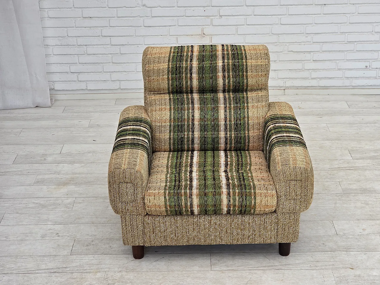 1980s, Danish club chair by Nisbo Horsens, furniture wool. 2