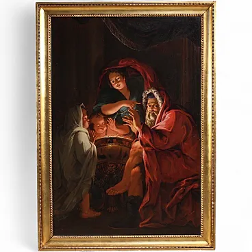 Large 18th century painting, allegory of winter