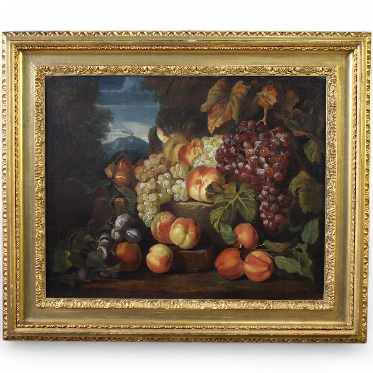 Antico dipinto italiano del XVII secolo, natura morta con frutta 16