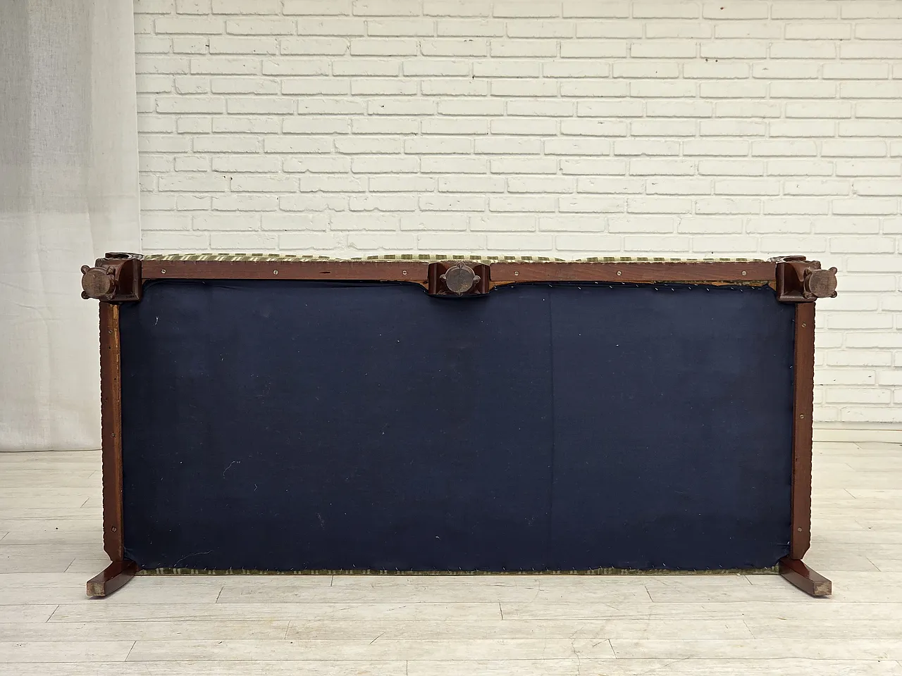 3-seater Danish sofa in green velvet and teak wood, 1950s 14
