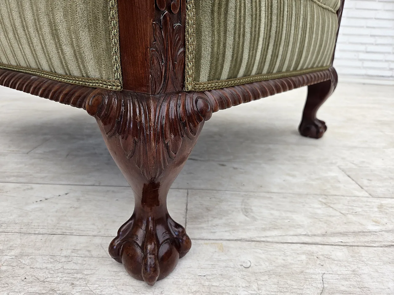 1950s, Danish armchair, furniture velour, teak wood. 3
