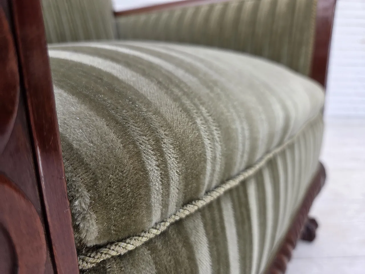 1950s, Danish armchair, furniture velour, teak wood. 4