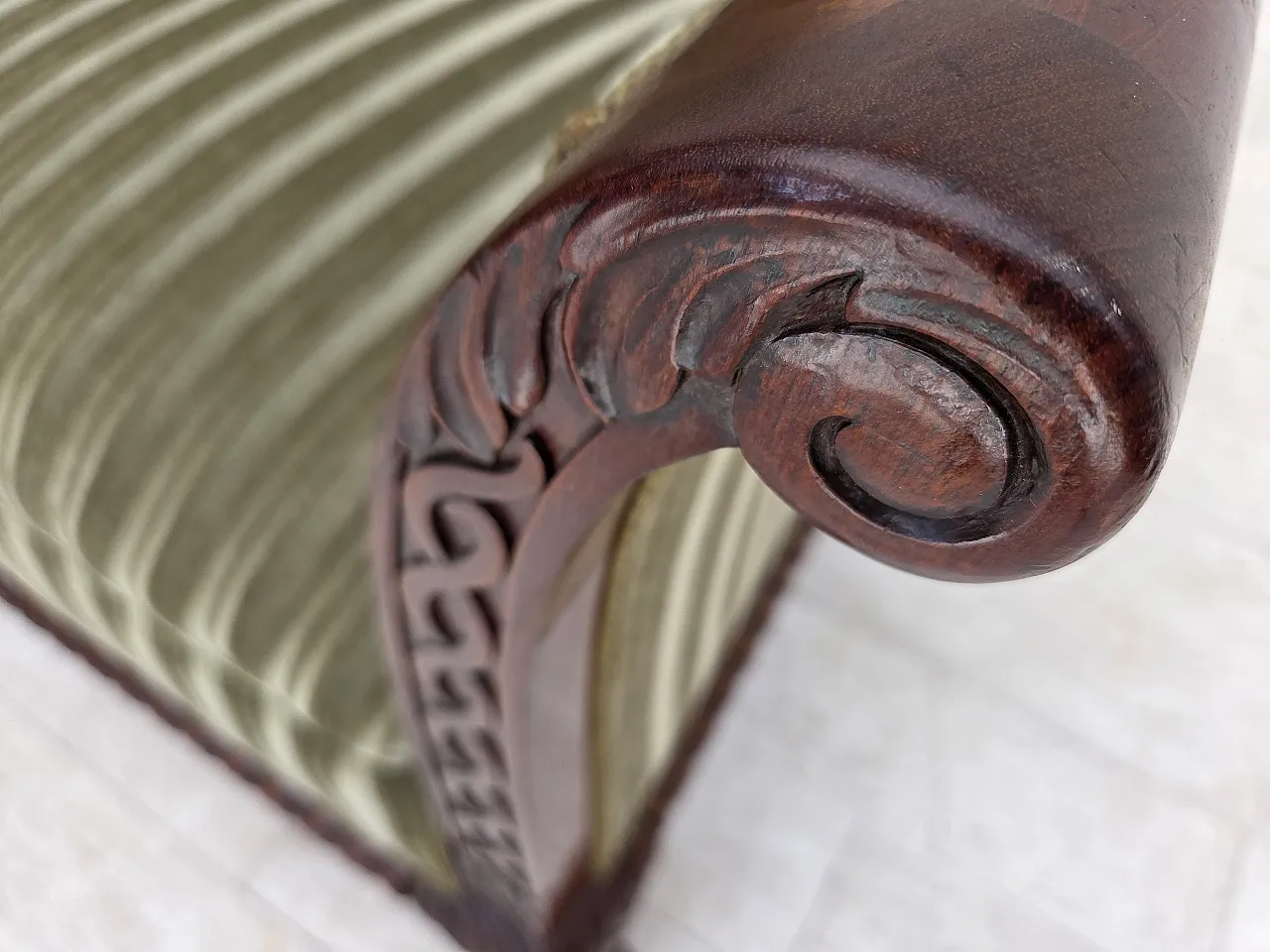 1950s, Danish armchair, furniture velour, teak wood. 6