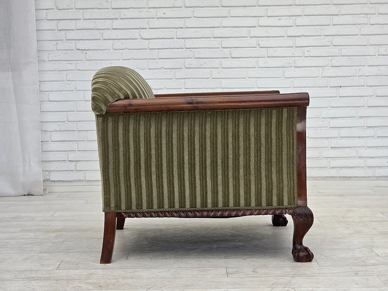 1950s, Danish armchair, furniture velour, teak wood. 7