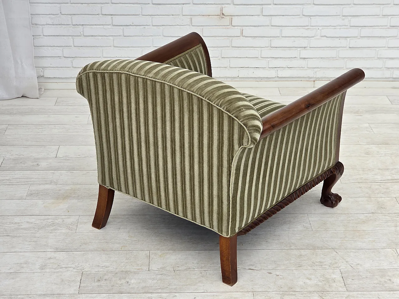 1950s, Danish armchair, furniture velour, teak wood. 8