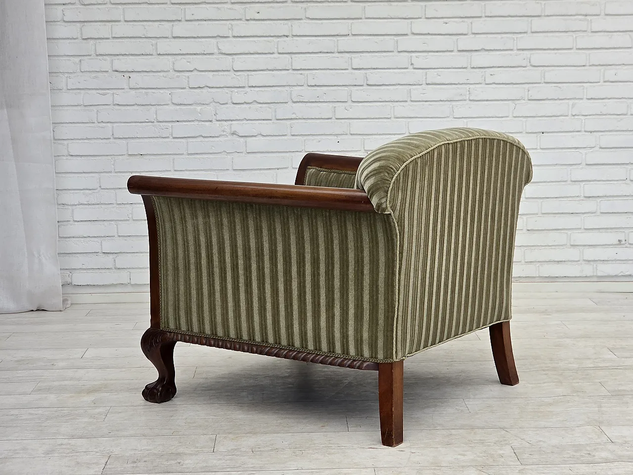 1950s, Danish armchair, furniture velour, teak wood. 11