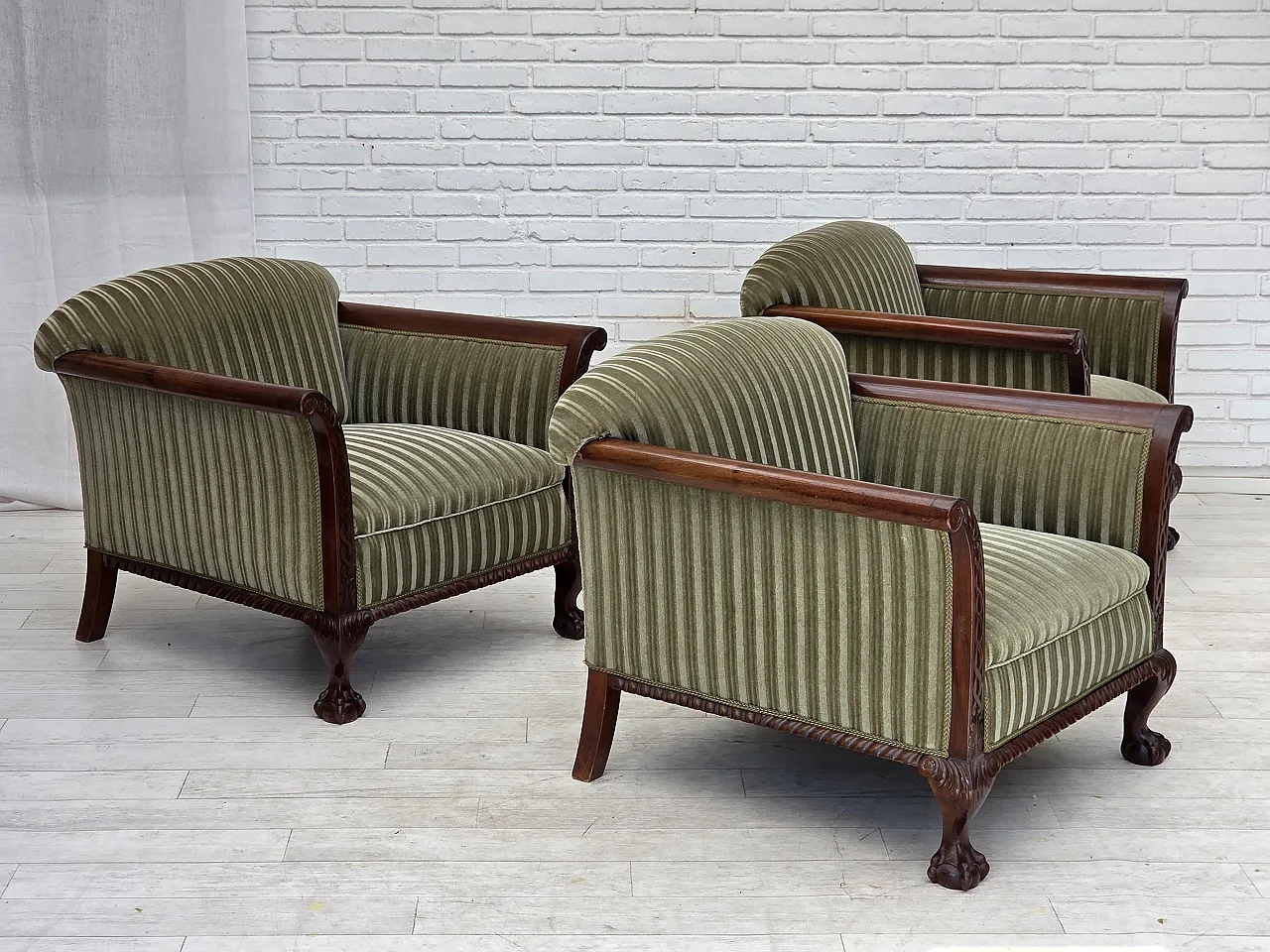1950s, Danish armchair, furniture velour, teak wood. 13