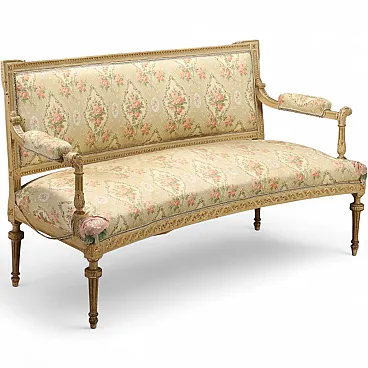 Neoclassical sofa with lacquered and gilded carvings, 19th century