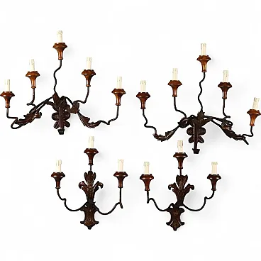 4 Appliques in iron and sheet metal, 19th century