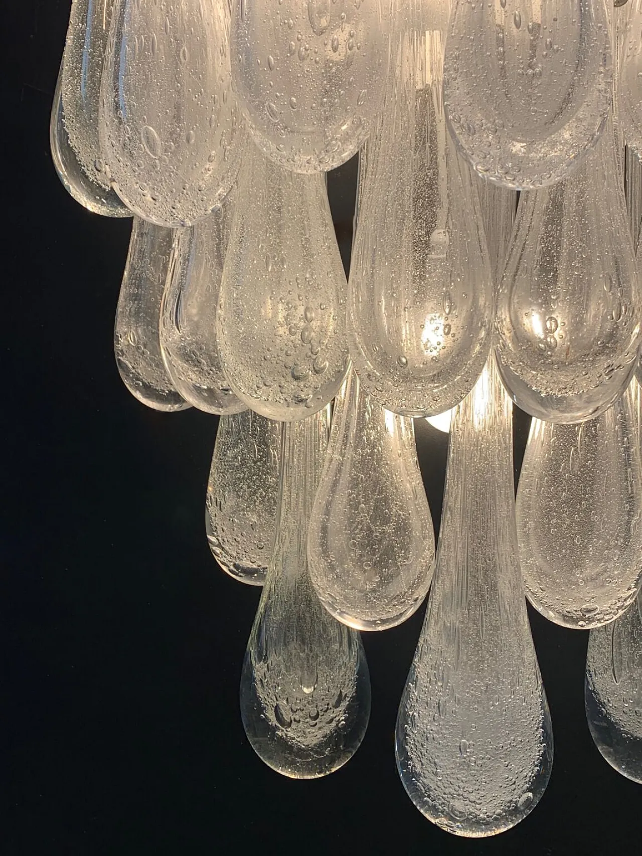 Lampada da parete con gocce in vetro, anni '70 6