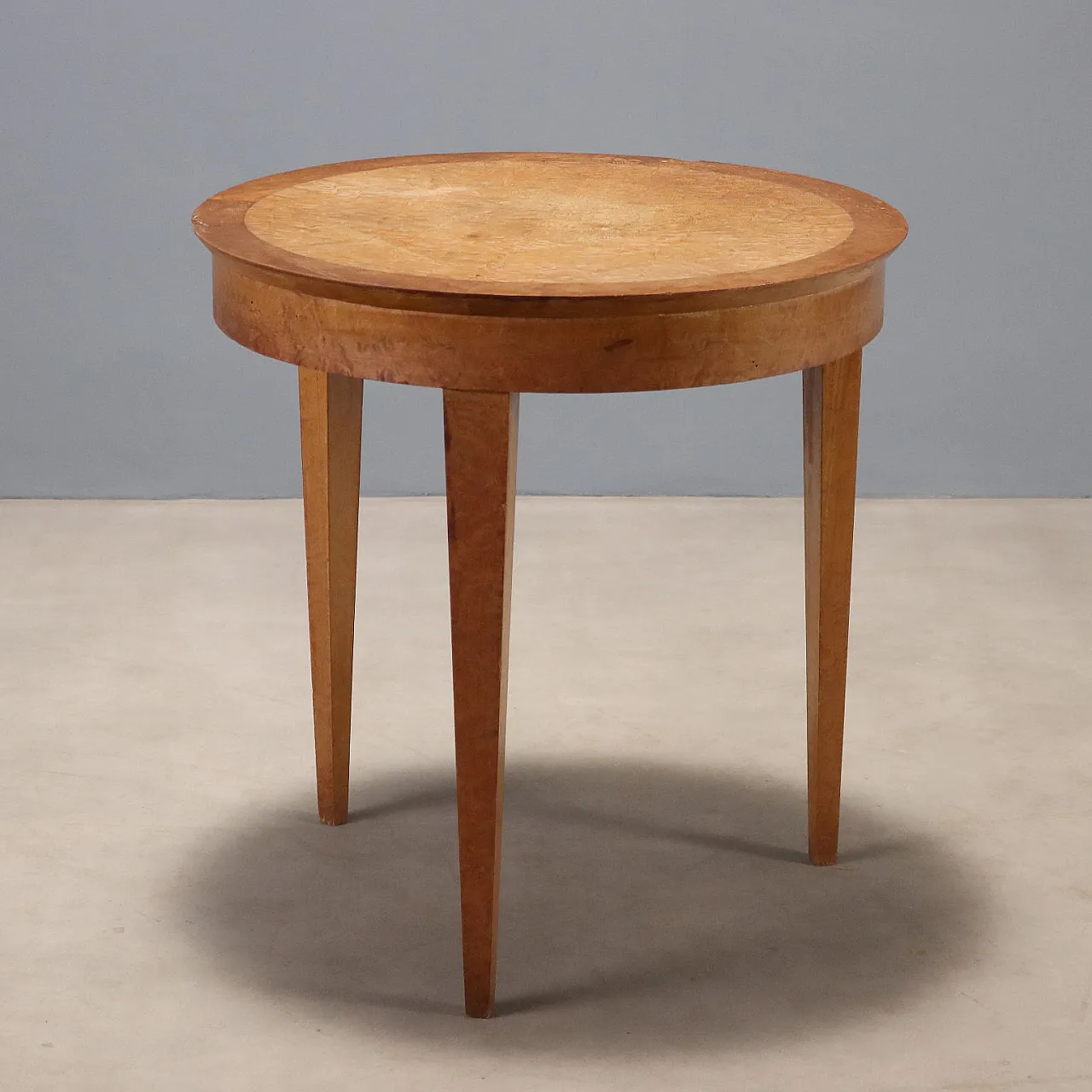 Tavolino Art Decò in legno esotico con piano in radica, '800 1