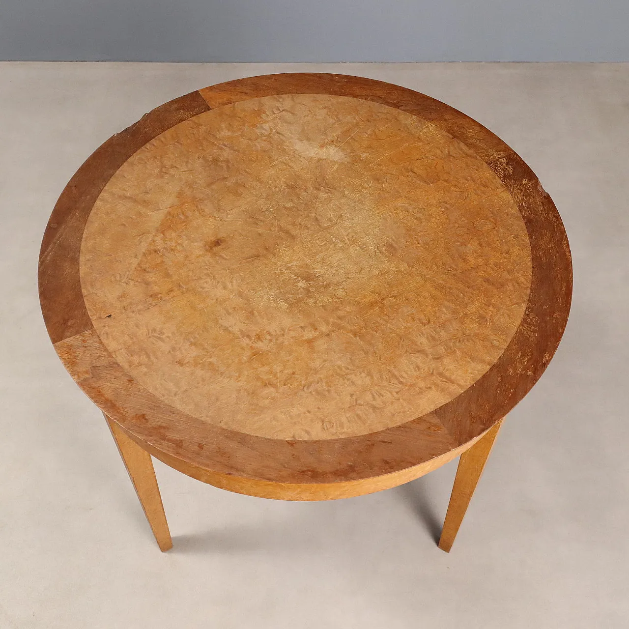 Tavolino Art Decò in legno esotico con piano in radica, '800 6