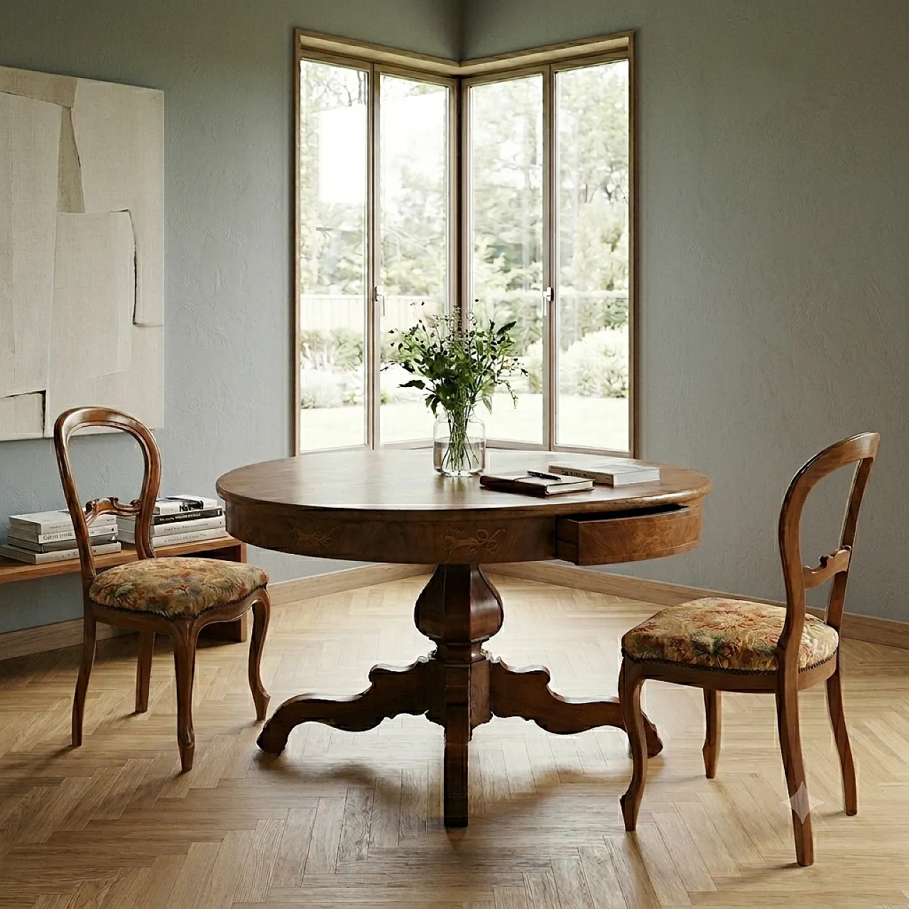 Walnut table, 19th century 2