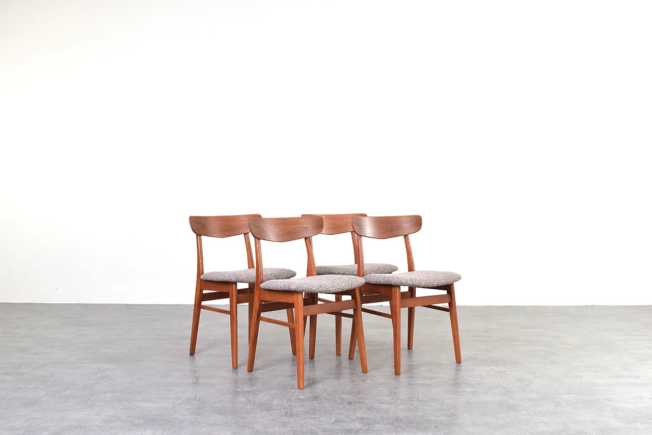 Sedie da pranzo Mid-Century in teak e lana di Farstrup, Danimarca, anni '60, set 1