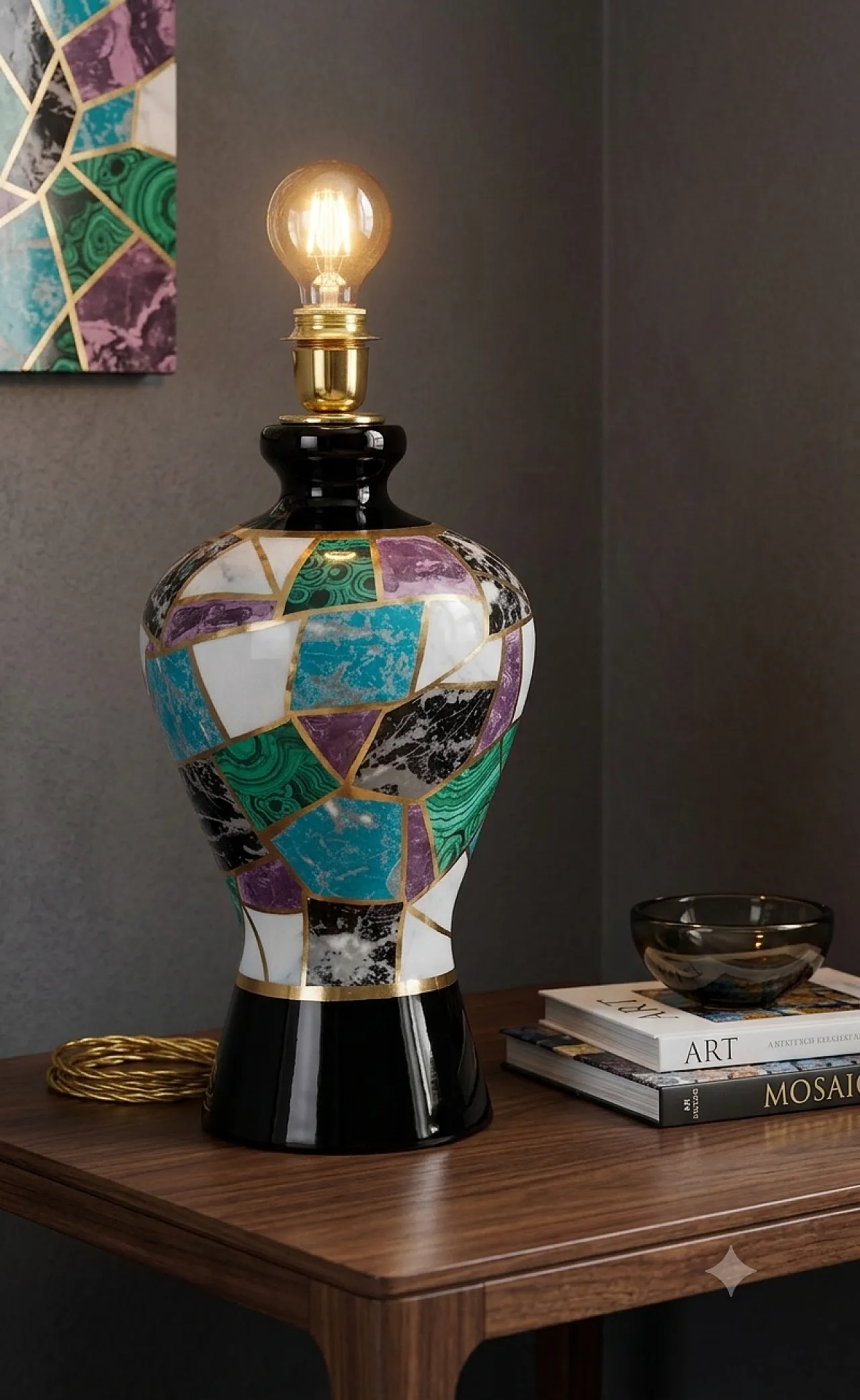 Glazed ceramic table lamp, 1980s 6