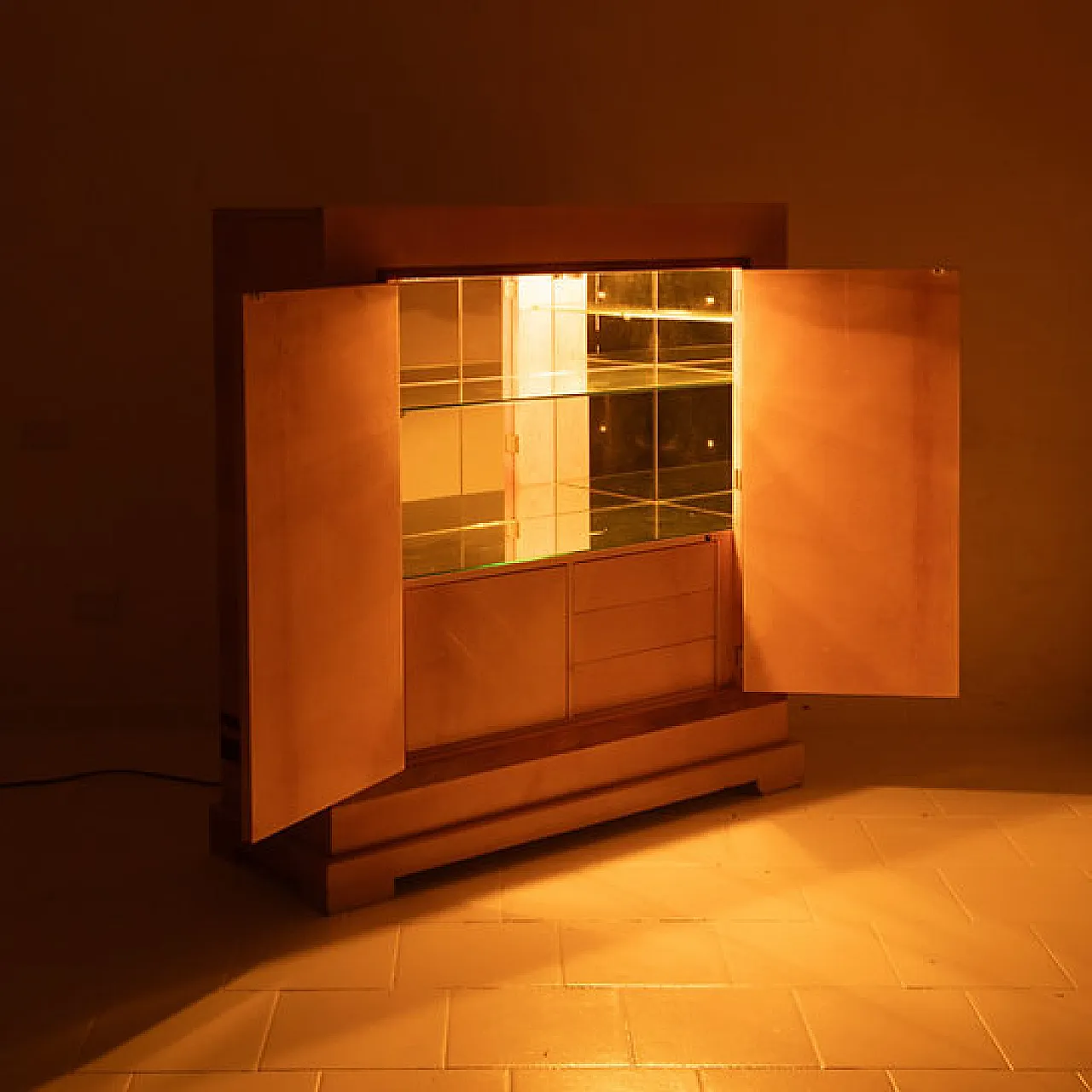 Goatskin parchment bar cabinet by Tura and Valsecchi for Tura, 1970s 6