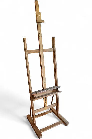 Cavalletto da studio di pittore in legno di faggio, anni '70