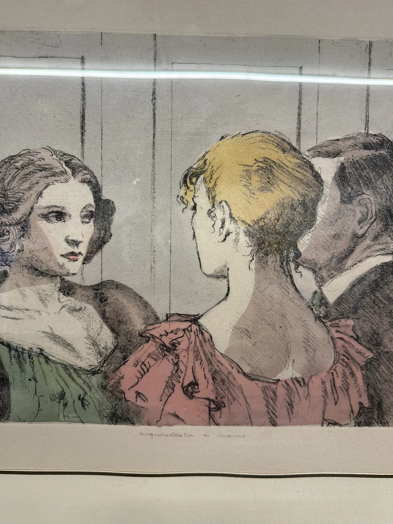 Incisione acquerellata, Alberto Sughi, Figure, primo '900 9